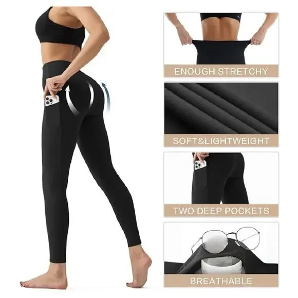 High Waisted Leggings for Women - Tummy Control Yoga Pants for Workout Running A - Picture 5 of 5
